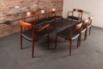 Set of Eight Danish Teak and Leather Niels O Møller Dining Chairs Models 75 & 56 - Image 9