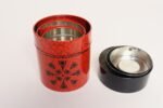 Set of Three Japanese Modern Nesting Canisters With Red and Black Floral Decoration - Image 5