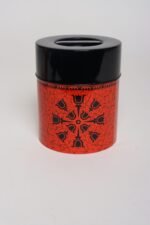 Set of Three Japanese Modern Nesting Canisters With Red and Black Floral Decoration - Image 8