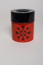 Set of Three Japanese Modern Nesting Canisters With Red and Black Floral Decoration - Image 7