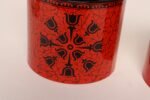 Set of Three Japanese Modern Nesting Canisters With Red and Black Floral Decoration - Image 12