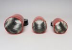 Set of Three Japanese Modern Nesting Canisters With Red and Black Floral Decoration - Image 3