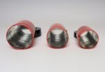 Set of Three Japanese Modern Nesting Canisters With Red and Black Floral Decoration - Image 3