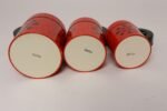 Set of Three Japanese Modern Nesting Canisters With Red and Black Floral Decoration - Image 4