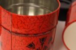 Set of Three Japanese Modern Nesting Canisters With Red and Black Floral Decoration - Image 21