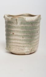 Small Vintage Green and Beige Speckled Stoneware Bud Vase by Deanna Nichols - Image 4