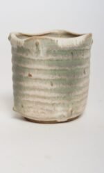 Small Vintage Green and Beige Speckled Stoneware Bud Vase by Deanna Nichols - Image 4