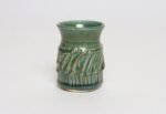 Petite Vintage Green Glaze Studio Ceramic Sgraffito Bud Vase by Deanna Nichols - Image 2