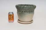 Vintage Green and Beige Speckled Ceramic Planter with Saucer by Deanna Nichols - Image 8