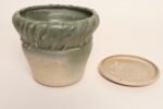 Vintage Green and Beige Speckled Ceramic Planter with Saucer by Deanna Nichols - Image 4