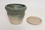 Vintage Green and Beige Speckled Ceramic Planter with Saucer by Deanna Nichols - Image 5