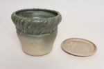 Vintage Green and Beige Speckled Ceramic Planter with Saucer by Deanna Nichols - Image 5
