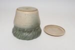 Vintage Green and Beige Speckled Ceramic Planter with Saucer by Deanna Nichols - Image 7