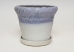 Vintage Lilac and Pale Gray Studio Ceramic Planter with Plate by Deanna Nichols - Image 2