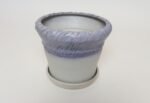 Vintage Lilac and Pale Gray Studio Ceramic Planter with Plate by Deanna Nichols - Image 3