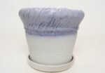 Vintage Lilac and Pale Gray Studio Ceramic Planter with Plate by Deanna Nichols - Image 4