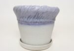 Vintage Lilac and Pale Gray Studio Ceramic Planter with Plate by Deanna Nichols - Image 4