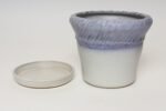 Vintage Lilac and Pale Gray Studio Ceramic Planter with Plate by Deanna Nichols - Image 5