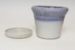Vintage Lilac and Pale Gray Studio Ceramic Planter with Plate by Deanna Nichols - Image 8
