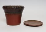 Vintage Crimson and Slate Studio Ceramic Planter with Saucer by Deanna Nichols - Image 6