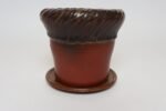 Vintage Crimson and Slate Studio Ceramic Planter with Saucer by Deanna Nichols - Image 4