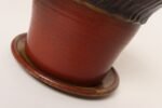 Vintage Crimson and Slate Studio Ceramic Planter with Saucer by Deanna Nichols - Image 26