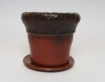 Vintage Crimson and Slate Studio Ceramic Planter with Saucer by Deanna Nichols - Image 2