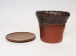 Vintage Crimson and Slate Studio Ceramic Planter with Saucer by Deanna Nichols - Image 7