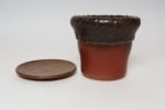 Vintage Crimson and Slate Studio Ceramic Planter with Saucer by Deanna Nichols - Image 9