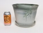 Vintage Green Matte Glaze Botanical Ceramic Planter with Plate by Deanna Nichols - Image 6
