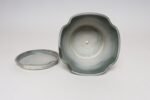Vintage Green Matte Glaze Botanical Ceramic Planter with Plate by Deanna Nichols - Image 5