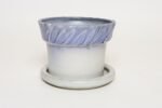 Vintage Periwinkle Incised Studio Ceramic Planter with Saucer by Deanna Nichols - Image 2