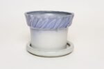 Vintage Periwinkle Incised Studio Ceramic Planter with Saucer by Deanna Nichols - Image 2