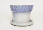 Vintage Periwinkle Incised Studio Ceramic Planter with Saucer by Deanna Nichols - Image 3