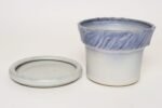 Vintage Periwinkle Incised Studio Ceramic Planter with Saucer by Deanna Nichols - Image 4