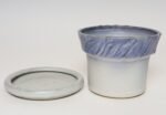 Vintage Periwinkle Incised Studio Ceramic Planter with Saucer by Deanna Nichols - Image 5