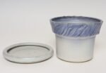 Vintage Periwinkle Incised Studio Ceramic Planter with Saucer by Deanna Nichols - Image 5
