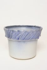 Vintage Periwinkle Incised Studio Ceramic Planter with Saucer by Deanna Nichols - Image 11