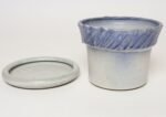 Vintage Periwinkle Incised Studio Ceramic Planter with Saucer by Deanna Nichols - Image 7