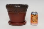 Vintage Red, Ochre and Slate Studio Ceramic Planter with Plate by Deanna Nichols - Image 5