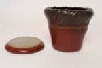 Vintage Red, Ochre and Slate Studio Ceramic Planter with Plate by Deanna Nichols - Image 4