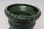 Vintage Green and Blue Incised Ceramic Planter with Saucer by Deanna Nichols - Image 14