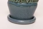 Vintage Green and Blue Incised Ceramic Planter with Saucer by Deanna Nichols - Image 24