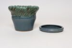 Vintage Green and Blue Incised Ceramic Planter with Saucer by Deanna Nichols - Image 5