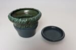 Vintage Green and Blue Incised Ceramic Planter with Saucer by Deanna Nichols - Image 4