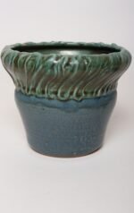Vintage Green and Blue Incised Ceramic Planter with Saucer by Deanna Nichols - Image 10