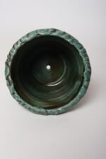 Vintage Green and Blue Incised Ceramic Planter with Saucer by Deanna Nichols - Image 13