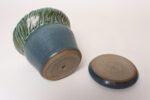 Vintage Green and Blue Incised Ceramic Planter with Saucer by Deanna Nichols - Image 8