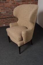 Deco Mahogany and Bouclé Wingback Chair by Edward Wormley for Dunbar Model 103B - Image 9