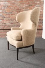 Deco Mahogany and Bouclé Wingback Chair by Edward Wormley for Dunbar Model 103B - Image 10